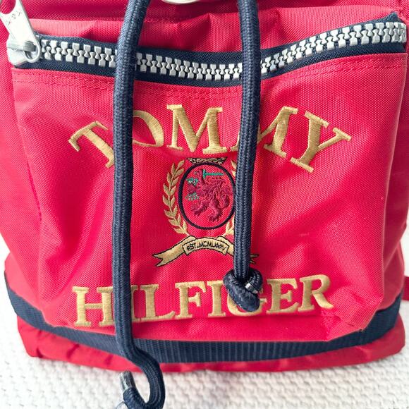 Tommy Hilfiger Vintage 90s Red Industrial Zip Nylon Embroidered Crest Backpack main image 7